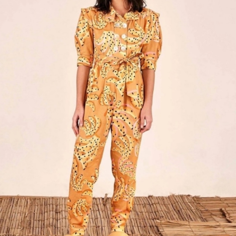 NWT FARM Rio Caramel Raining Bananas Puff Sleeve Jumper